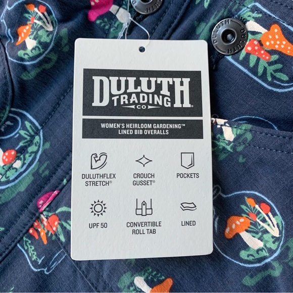 NWT Duluth Heirloom Gardening Lined Bib Overalls  Mushroom Terrarium Medium x31L - Picture 6 of 10